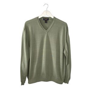 Brooks Brothers 100% cotton v-neck sweater in olive - XL